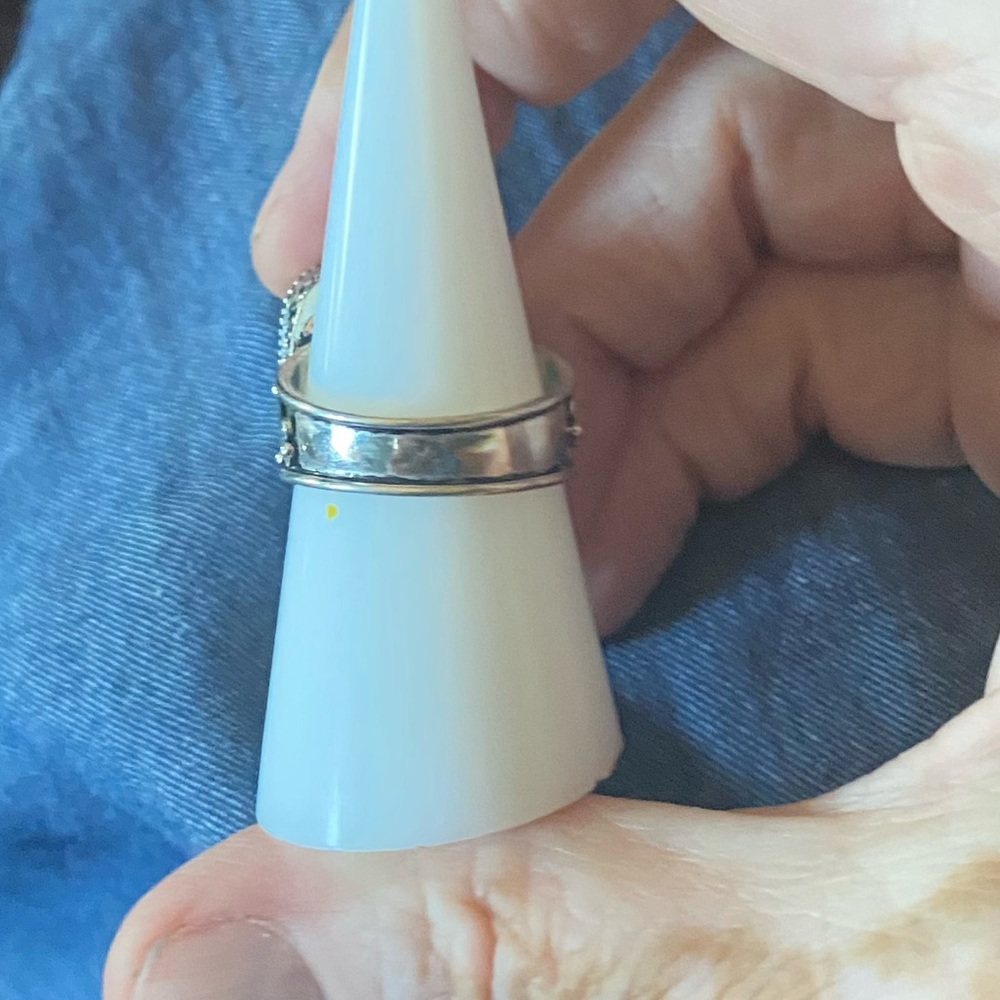 Vintage-Larimar & Sterling Silver Handcrafted Ring Size 9 - Picture 8 of 14